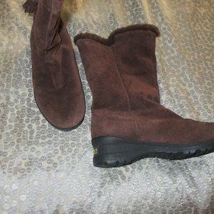 new ralph lauren brown suede fur lined boots sz 6 B Tabina